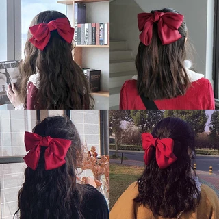 Grampo De Cabelo Vermelho Grande Com Laço Para Mulheres 2024 Novo Modelo , Acessório Clipe Na Parte De Trás Da Cabeça ,
