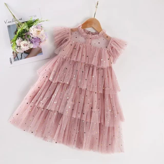 Vestido Tutu Rosa Para Menina Estrela Glitter Gaze De Princesa Festa De Aniversário Bebê