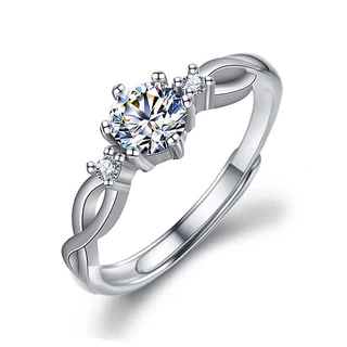 Imitação de Moissanite anel de diamante feminino amor seda envolto seis garras forro amor anel de diamante casal anel de