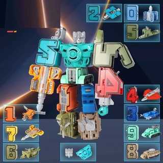 Crianças Número 0-9 Transporte Digital Deformação Quebra-Cabeça Montagem Robô Modelo Mecha Carro Menino Brinquedo Blocos