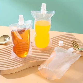 50 Sacos De Suco E Bebida Dos Pces 100ml Com Bico , Bebidas Selados Reutilizáveis Para Acampar , Viajar Armazenamento Lí