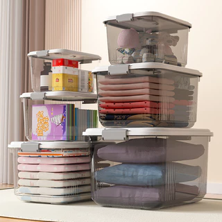 A Caixa De Armazenamento Transparente 20L Pode Ser Empilhada Para Roupas , Brinquedos E Artigos Diversos , Com Tampa M-3