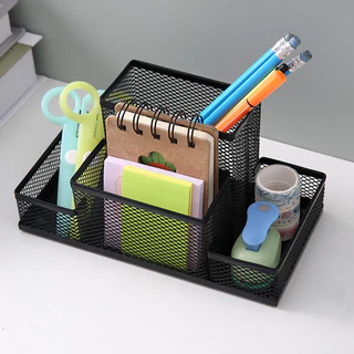 Suporte multifuncional para caneta de quatro grades, Metal criativo, arte em ferro, armazenamento de quatro grades, supo