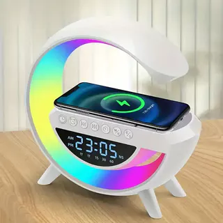 Relógio De Alto-Falante Sem Fio Com display digtal E Carregador De Telefone Suporte Para Iluminação RGB