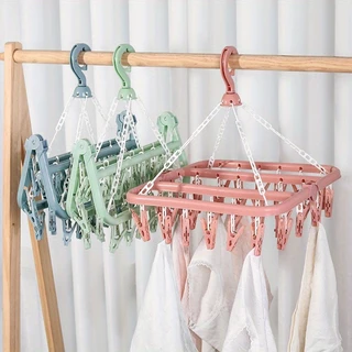 rack De Meias Para Bebês Infantis , Secagem Doméstico , Cabide À Prova De Vento , 32 Clipes Dobrável , Plástico Adulto ,