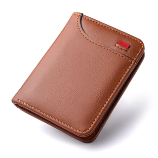 Carteira Dupla Fina Masculina – Janela De Identificação Vertical E Porta-Cartões Compacto Com Slot Para Vários