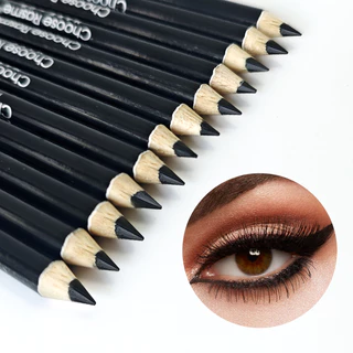 12 pçs conjunto de delineador preto caneta de madeira puro preto contorno delineador de longa duração à prova dwaterproo