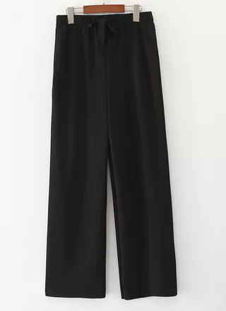 Moda Feminina Calças Soltas casual Preto
