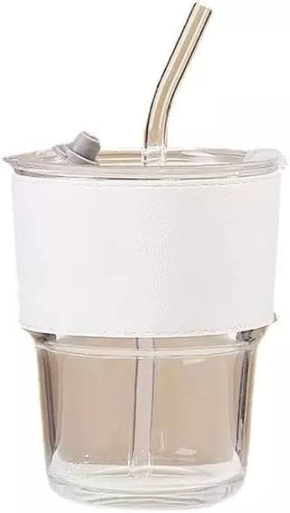 Copo De Vidro Com Tampas E Canudos , Xícaras De Café , Conjunto De Copos , Canudo Tampa
