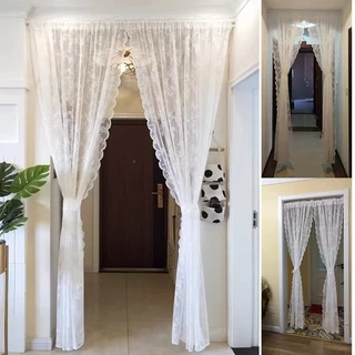 Cortinas de renda branca Cortinas de porta Cortinas de sala de estar Cortinas independentes Decoração de casa