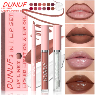 Conjunto De Esmalte Labial Com Brilho , De 3 Peças , Durável , Fácil De Colorir , À Prova D