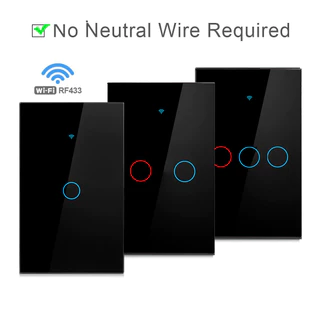 Interruptor De Luz Inteligente WiFi US Fio Neutro/Sem Necessidade De Toque De Parede Tipo 120 Funciona Com Tuya Alexa ,