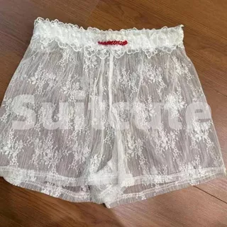 Menina Quente Sexy Bordado Calças De Renda Branca Para Mulheres Fundo Interno Esportes Casuais Shorts Elásticos