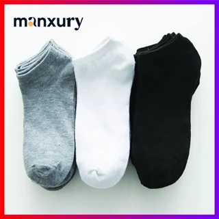 Combo 3 pares de meias masculinas de cor sólida, meias legais de algodão