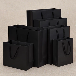 Saco de papel Kraft para presente grosso, saco de embalagem de roupas, sacola de compras feminina, cartão de papel Kraft