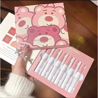 Conjunto De Lábios De Veludo De Urso De Festa Sensorial , Cores Labiais Foscas Hidratantes De Longa Duração , Batom Sedo