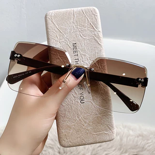 Senhoras óculos de sol sem moldura gradiente feminino Retro clássico moda óculos