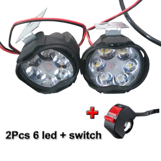 2 Faróis De Motocicleta PCS LED Muito Branco Brilhante 6LED Trabalho Nevoeiro 1500LM Scooter