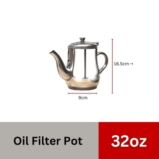 1pc32 Uma Chaleira [Com Tela De Filtro] Lubrificador De Aço Inoxidável Doméstica À Prova De Vazamento E Antiaderente Pot