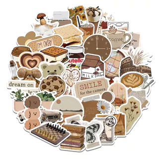 60 Pçs Marrom Estética Retro Criativo Adesivos Diy Computador Washi Scrapbooking Portátil Papelaria Artes Artesanato