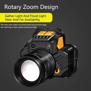 Usb recarregável T6 LED Sensor farol de alta potência cabeça lanterna com bateria embutida acampamento ao ar livre luz p