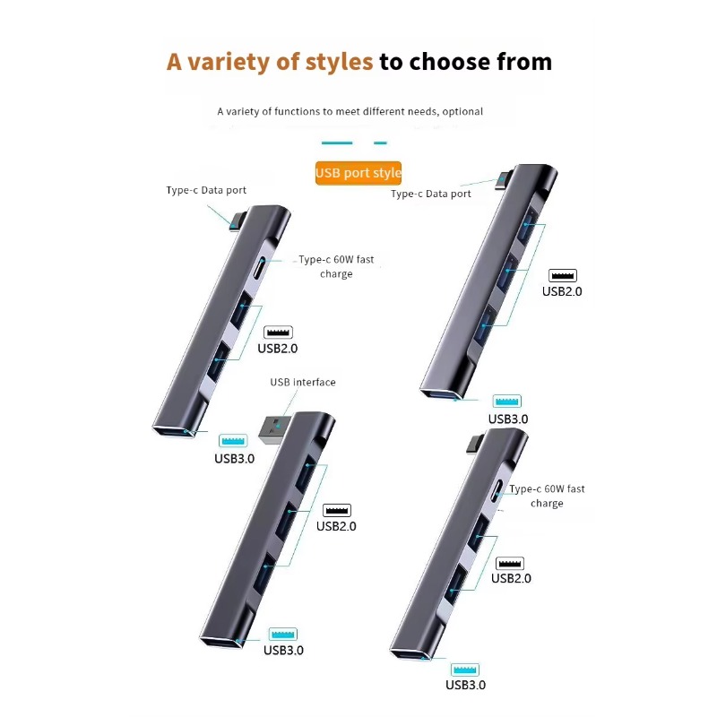 4 Em 1 Dock Side Bend USB3.0 Hub Notebook Type C Interface PD Powered ...
