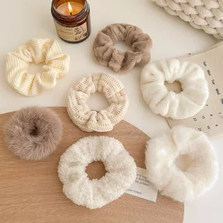 7 Pçs Outono Inverno Cor Lisa Intestino Grande Anel De Cabelo Alto Elástico Rabo De Cavalo Fixo Laços