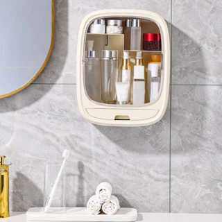 Caixa De Armazenamento De Cosméticos Transparente Montada Na Parede , Rack De Produtos Para Cuidados Com A Pele Do Banhe