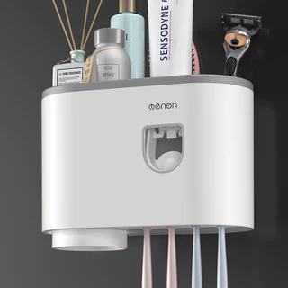 Dispensador Automático De Pasta De Dente , Montado Na Parede , Com Copo De Gargarejo , 4 Furos , Suporte De Escova De De