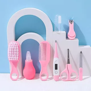 Cortador De Unhas Para Bebês Infantis , Pente De 8 Peças , Escova , Absorvente De Nariz , Conjunto De Cuidados Com Bolsa