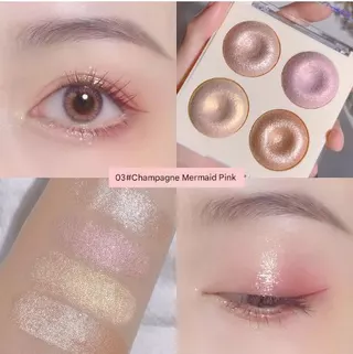 Pó Iluminador Assado Quad-Cor , Sombra Com Glitter , Brilho Fino , Gengibre , Extrafino , Brilhante