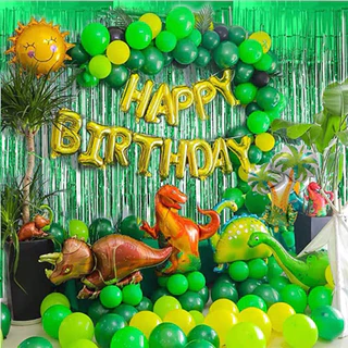 Suprimentos Para Festa De Dinossauro , Conjunto De Decoração De Aniversário De 56 Peças Com Balões De Dinossauros , Bann
