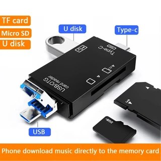 Adequado para PC e Laptop 6 em 1 tipo C Mini leitor de cartão SD portátil USB adaptador de transmissão de alta velocidad