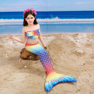 Meninas A Pequena Sereia Caudas Para Crianças Memaid Maiô Biquíni Traje De Halloween Pode Adicionar Monofin Nadar