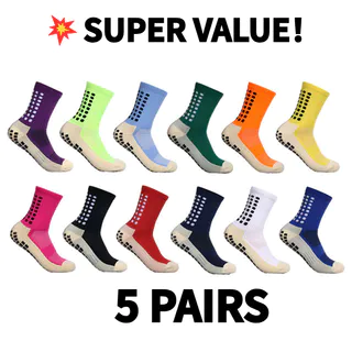 5 Pares De Meias De Futebol De Algodão Antiderrapantes Premium (Estilo Polka Dot)