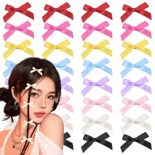 10 pçs doce bonito arco grampo de cabelo Y2K multicolorido estilo balé fita Mini Duckbill clipe acessórios para o cabelo