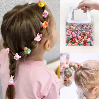 40 Pçs Novas Meninas Bonito Dos Desenhos Animados Flor Pequeno Scrunchie Crianças Rabo De Cavalo Laço De Cabelo Elástico