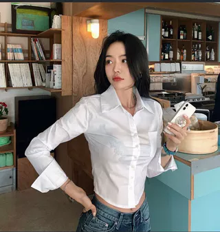 Camisas Femininas Dobras Fino Ajuste Colheita Topos Design Diário Branco Puro Estilo Coreano Moda Casual Senhora Do Escr