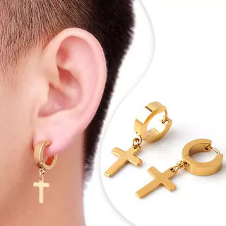 2 Pçs Feminino Masculino Brincos De Aço Inoxidável Preto/Prata Cor Cruz Gótico Punk Rock Estilo Pendientes Mujer Moda