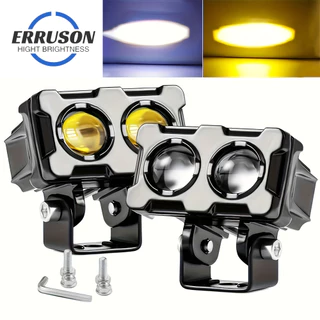 Erruson 120W Dual LED Mini farol de motocicleta luz de neblina 2 cores para todos os climas MDL 1 unidade