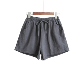 Moda Feminina Cor Pura Calças Curtas Casuais