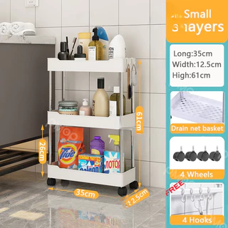 1Pc Banheiro Com Rodas Carrinho Rack Chão Mesa Do Lacuna De Armazenamento De Plástico Toalete Prateleira Multi-Camada