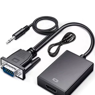 Adaptador Conversor De Vídeo VGA Macho Para HDMI Fêmea 1080P Com Cabo De Áudio De Alimentação USB