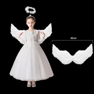 Crianças Adulto Desempenho De Palco Asas De Penas De Anjo Menina Cosplay Adereços Fontes De Festa De Natal FA8113