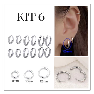 Prata 6 Pares De Brincos Circulares De Aço Inoxidável Conjunto Unissex Banhado A Ródio Punk Rock em Oferta na Shopee