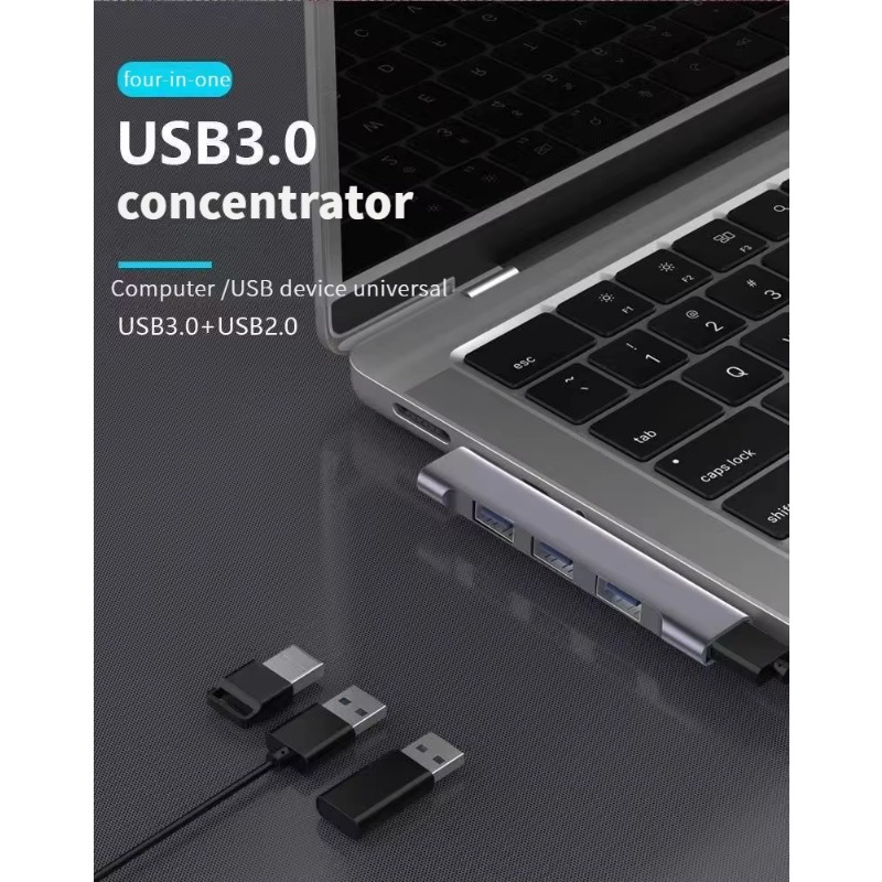 4 Em 1 Dock Side Bend USB3.0 Hub Notebook Type C Interface PD Powered ...