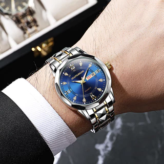 Moda Novo Calendário Duplo Relógio Masculino high-end Luminoso De Quartzo