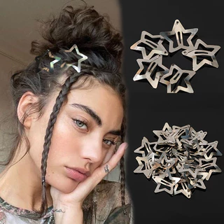 10 pçs prata galvanoplastia estrela grampo de cabelo liga de prata simples estrela de cinco pontas lado clipe Hairpin Al