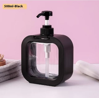 Preto grande capacidade viagem Sub-engarrafamento 500ml pacote Shampoo Gel de banho garrafa vazia tipo Push transparente