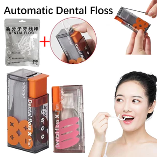 110 Peças De Fio Dental Portátil Com Caixa Dispensador Automático Ejetável Organizador Cuidados Bucais Palitos Descartáv